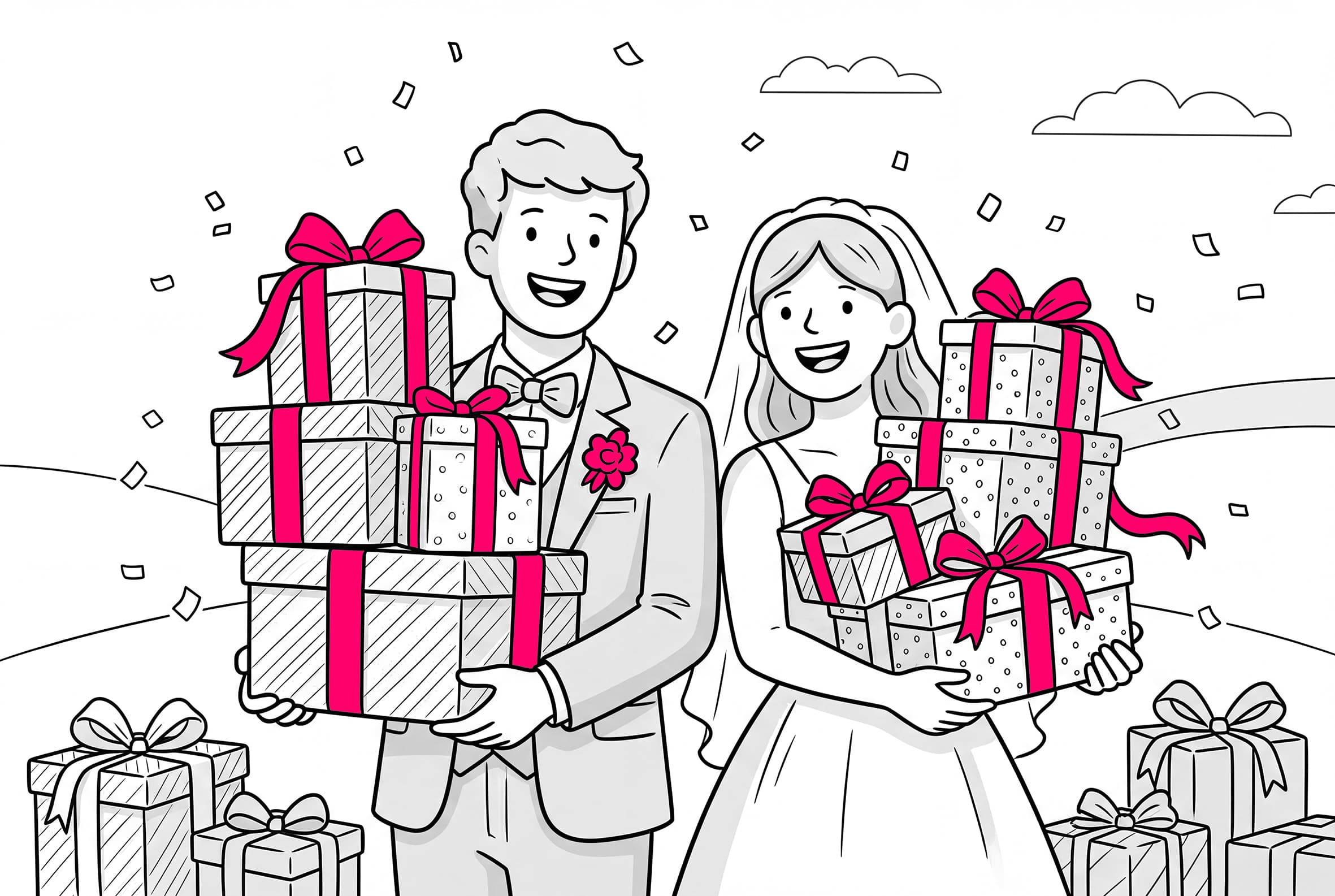 Bride and Groom with Gifts